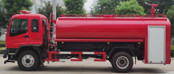 Heavy Duty Water Tank Fire Truck 240HP 6 Wheeled 10T Red Color